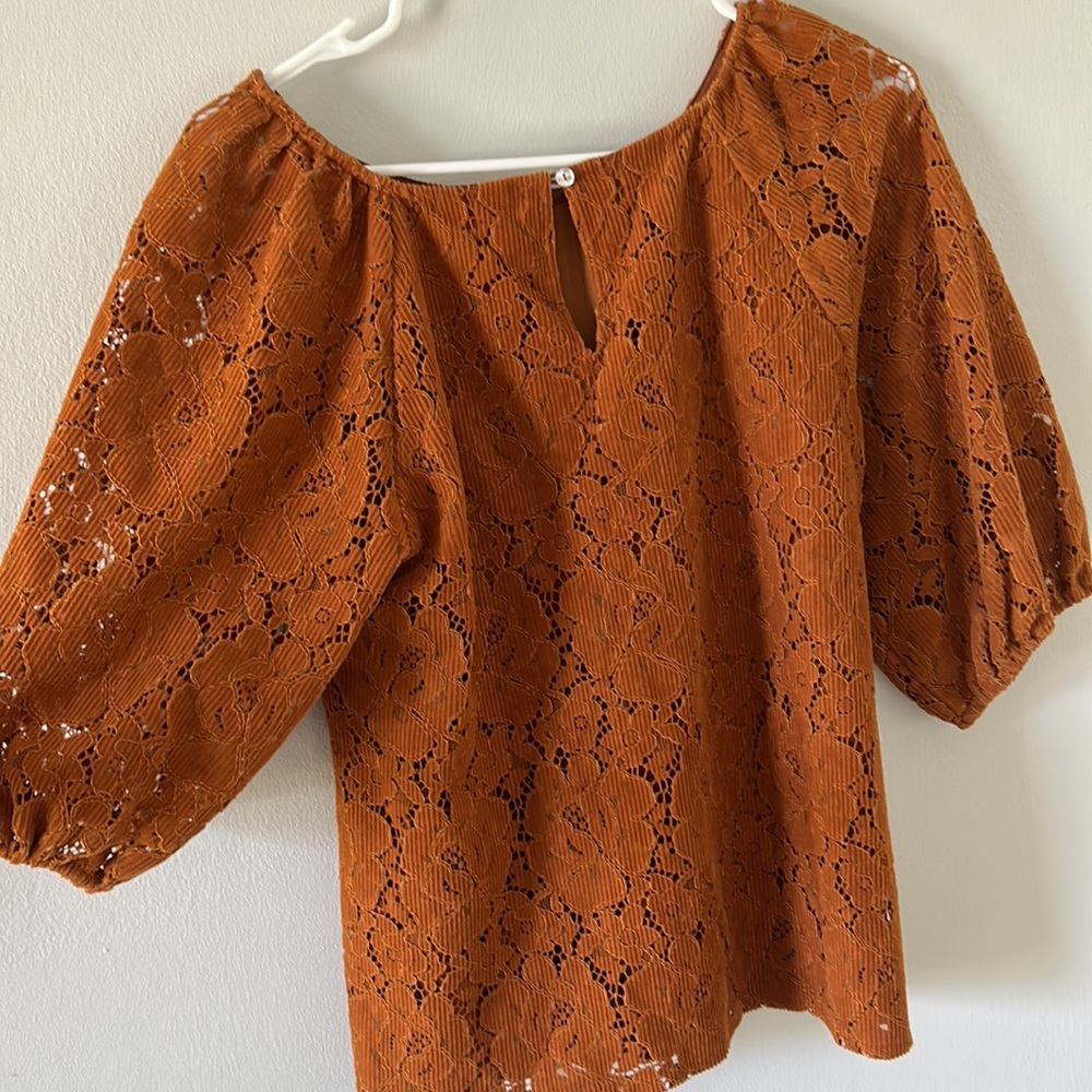 Anthropologie Dolan Left Coast Norah Floral Corduroy Blouse in Camel/Rust Size M - Picture 4 of 7